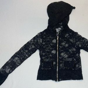Shear Black Lacy Gothic Jacket with hood